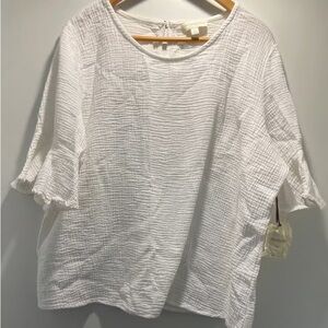 White Textured Women's Top